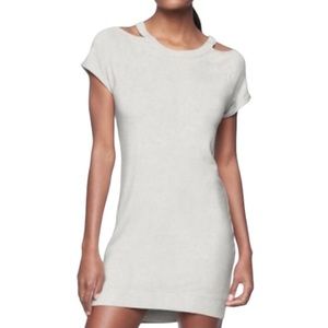 Athleta Shala Dress Cold Shoulder Dress Short Sleeve Fog Grey Heather S